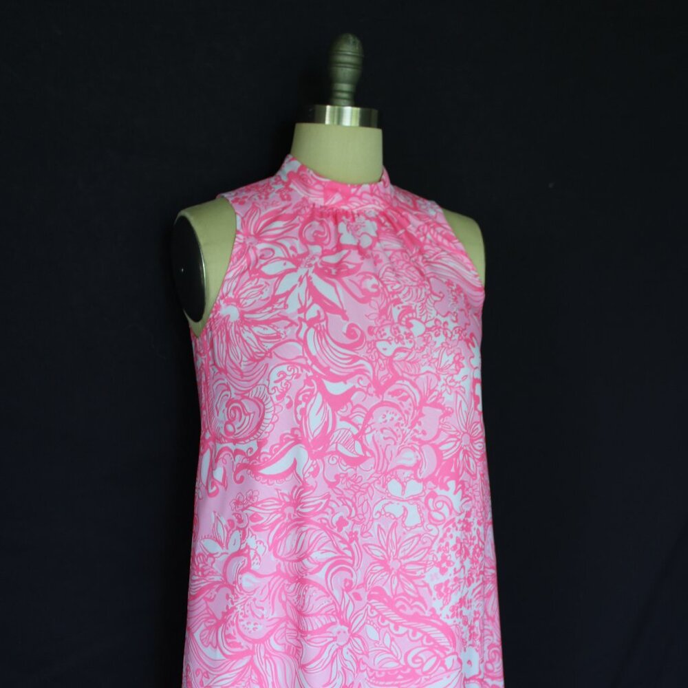 Lilly Pulitzer Linda dress Pink tropics Bunny hop Rose tunic swing rosette mod - Picture 5 of 11
